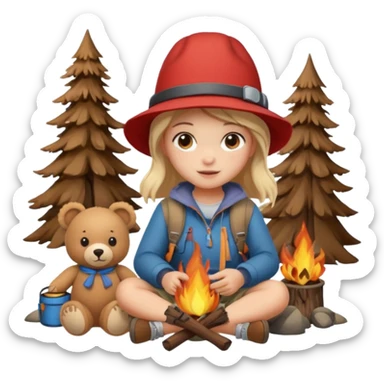 A girly Teddy bear camping sticker