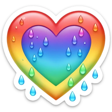 heart with rainbow gradient and raindrops sticker