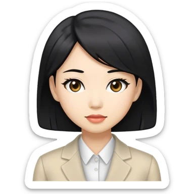 Japanese business woman with light skin tone and black hair sticker