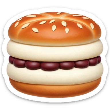 Red bean bun, sweet Chinese bread with red bean paste filling sticker