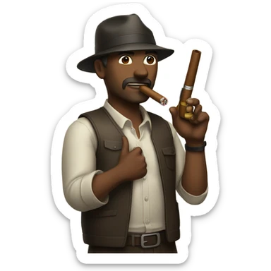 Man smoking cigar with a gun  sticker