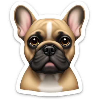 Tan French bulldog with black face sticker