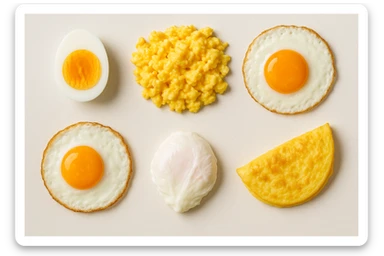 uova cotte in modo diverso in un clima pulito, viste dall'alto sticker