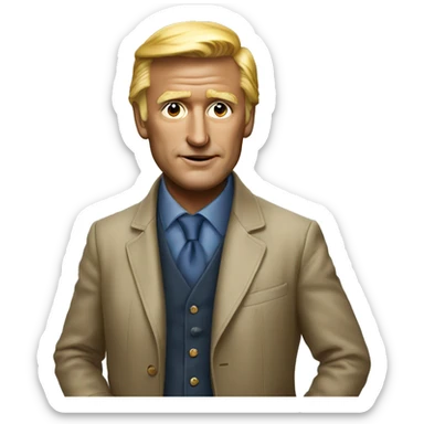 outdoor portrait of stylish man with trump sticker