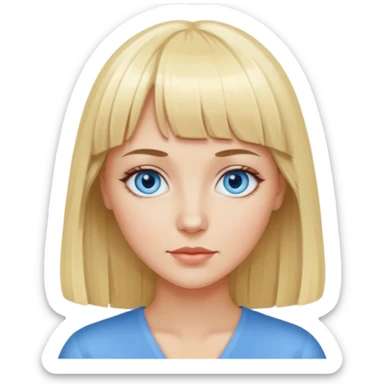 Beautiful barbie blonde with blue eyes and bangs long hair sticker