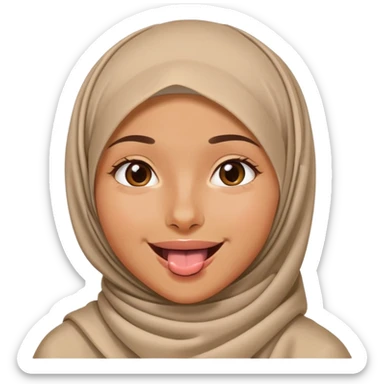 nữ, 15 tuổi, đội khăn hijab, tongue out, cười tươi sticker