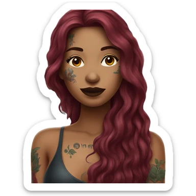 Beautiful tattooed  burgundy long haired woman swimming in a pool sticker