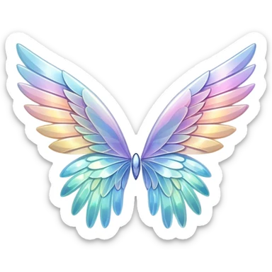 Sparkly glossy Pastel iridescent glass wings  sticker
