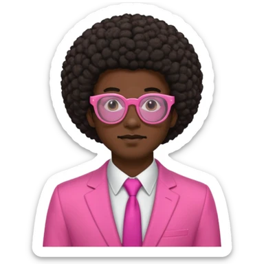 afro hair man pink suit pink glasses sticker