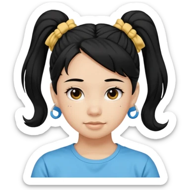 Teen girl with scrunchie ponytail black hair sticker