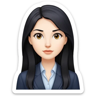 Business woman caucasian long black hair girl sticker