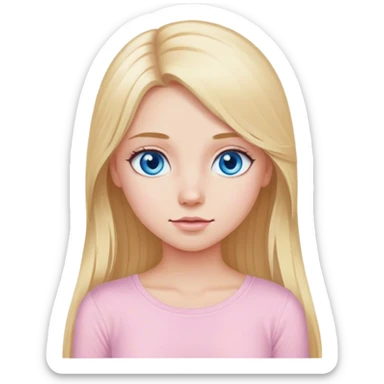 Long blonde hair blue eyed girl light pink top  sticker