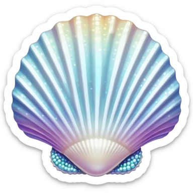 White Sparkle Seashell with pearl sticker