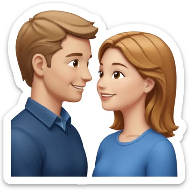 a person chatting up another person, one white male, one white woman facing each other talking sticker