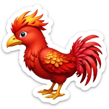 Red chocobo from Final Fantasy, fiery crimson bird sticker