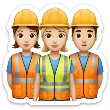 3 construction workers 1 female 2 male sticker