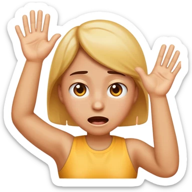 emoji showing a fearful reaction, hands up, sweating sticker