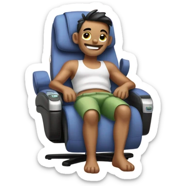 Stitch in a massage chair  sticker
