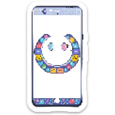 Y2K folder phone, open, with a smiley face selfie on the screen, sparkles around sticker