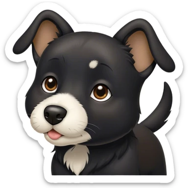 Black dog with white strip on nose and ears up sticker