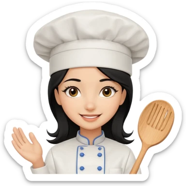 Create a cute girl, black hair, Middle Eastern with lashes  chef🧑‍🍳 emoji sticker
