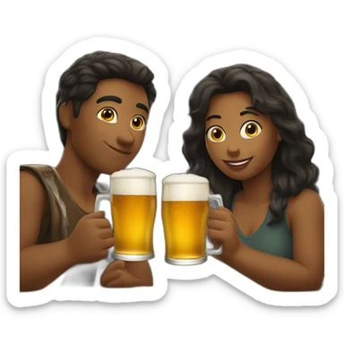 friends in pub drinking beer sticker