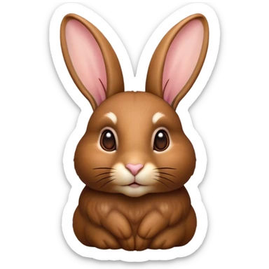 Cinematic Noble Brown Rabbit Portrait Emoji, Poised and regal, with a sturdy, compact build and a rich, velvety brown fur, long, alert ears and deep-set soulful brown eyes, Simplified yet sharp and sophisticated features, highly detailed, glowing with a warm, dignified glow, high shine, intelligent and gentle, stylized with an air of rustic elegance, focused and attentive, soft glowing outline, capturing the essence of a watchful and confident companion, so majestic it feels as though it could hop out of the screen with effortless authority! sticker