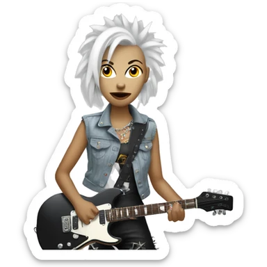 White punk head woman holding an electric guitar  sticker