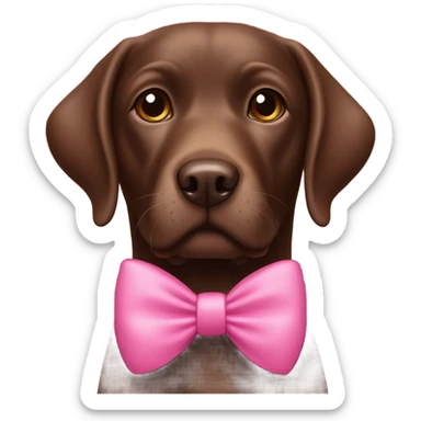 chocolate labrador wearing a pink bow  sticker