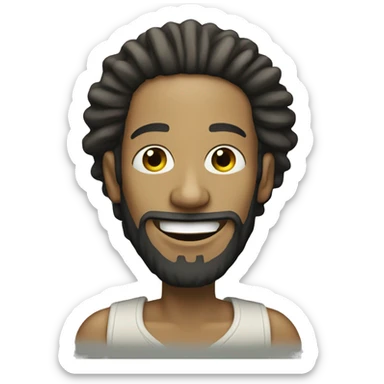 White skinned Rasta man smiling with beard sticker
