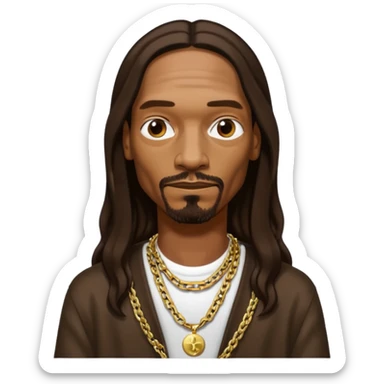 Snoop Dogg with dark brown long hair sticker