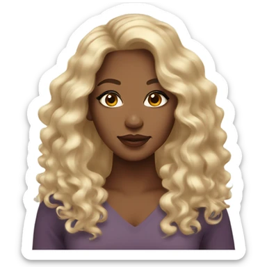 Beautiful brown skin woman with nice lips,long lashes and long blonde curly hair sticker