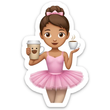 Ballet dancer performing with a coffee mug head sticker