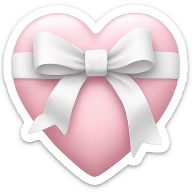 Pastel pink heart with white bow sticker
