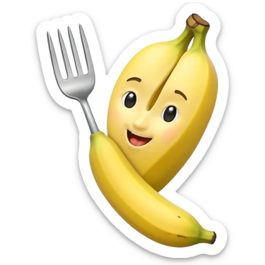 Banana hug and kiss fork sticker