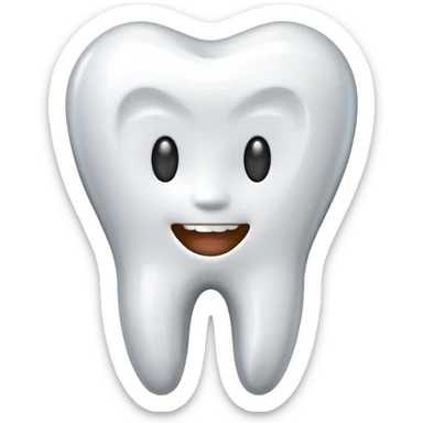 human tooth emoji, smooth chrome ceramic-metal texture, clean medical luxury aesthetic, isolated on white, no face sticker