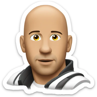 Vin Diesel in profile driving a car sticker