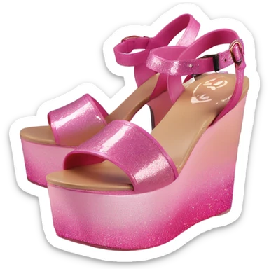 Pink ombre platform-sandals with glitter  sticker