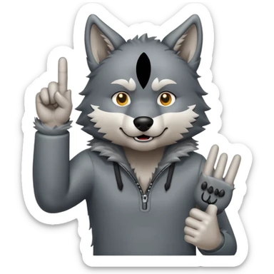 a wolf putting up middle finger  sticker