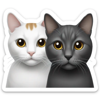 two cats: one that is grey and white, and one that is black sticker