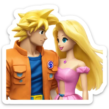 goku y barbie enamorados  sticker