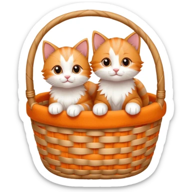 Disney-style cute kittens cozy in a basket sticker