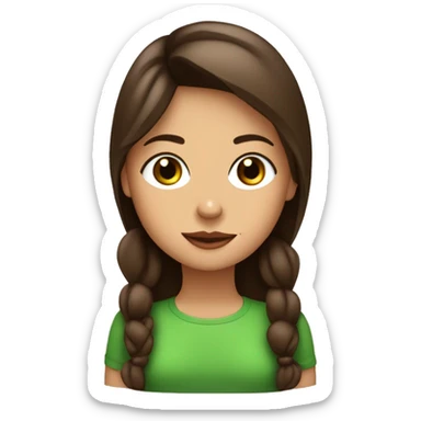 Muchacha con ojos verdes, cabello café con un perrito en las manos sticker