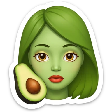 Un aguacate con unos labios grandes sticker