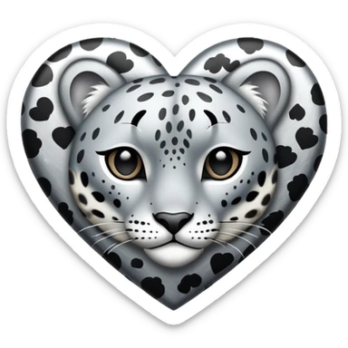 Silver heart with snow Leopard print markings sticker