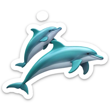 Dolphins jumping up from the ocean with rainbows in the sky sticker