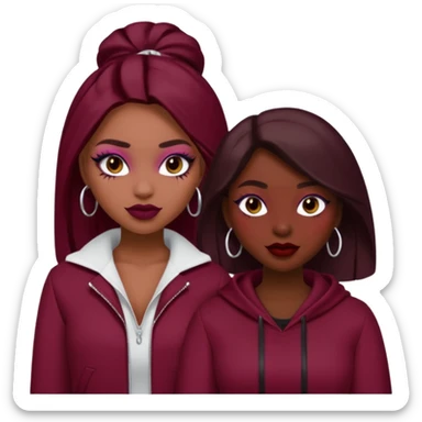Boujy baddie best friends, trendy heavy makeup, burgundy clothes sticker
