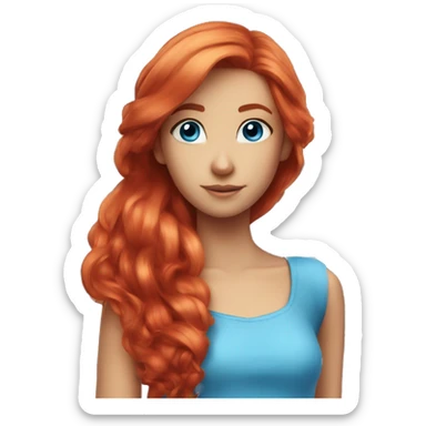 bloom winx fairy with red hair and blue eyes and in blue shirt with wings  sticker