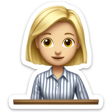 A Blonde girl studying With pin shirt sticker
