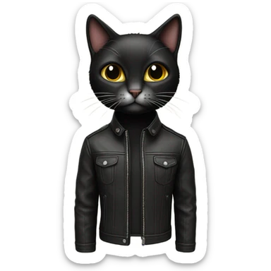 black tall and skinny cat leather jacket sticker